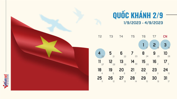 Lịch nghỉ lễ Quốc khánh 2/9 năm 2023 mới nhất